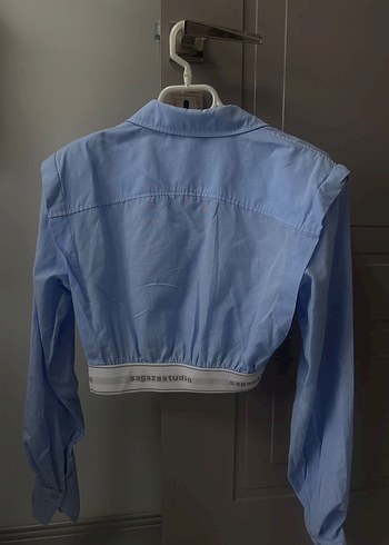 Sagaza Mavi Keten Mini Gömlek - Görsel 4