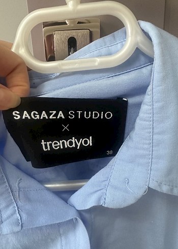 Sagaza Mavi Keten Mini Gömlek - Görsel 3