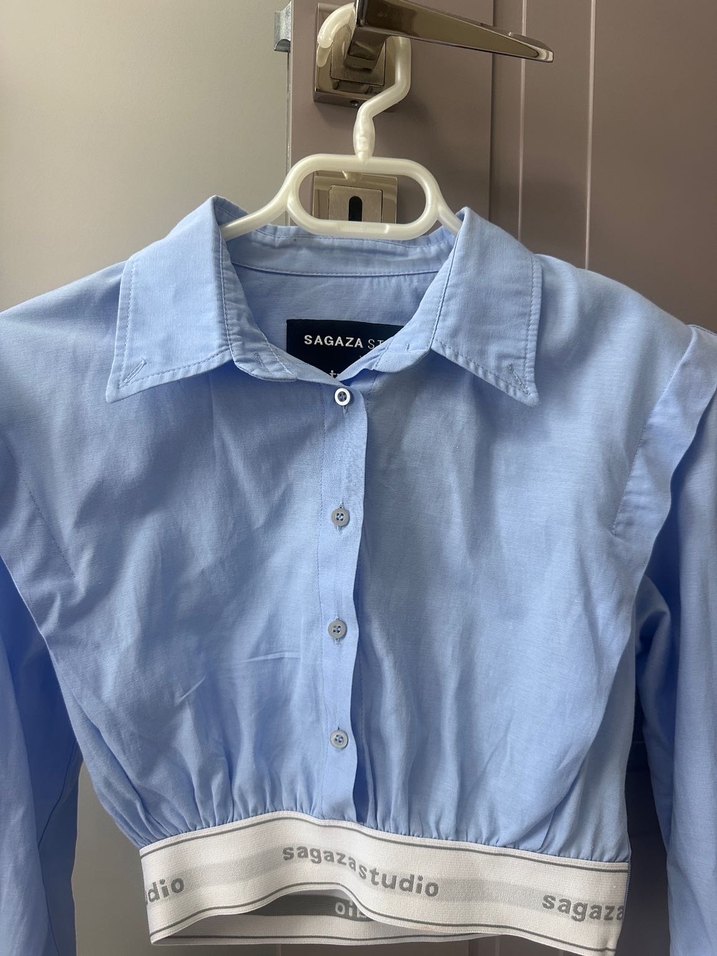 Sagaza Mavi Keten Mini Gömlek - Görsel 2