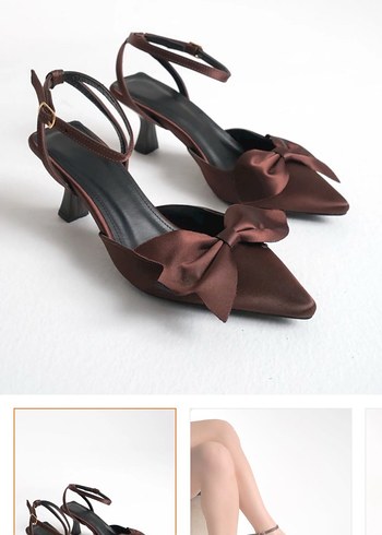Bak Store Kahverengi Saten Fiyonklu Stiletto - Görsel 2