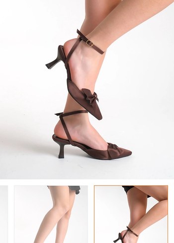Bak Store Kahverengi Saten Fiyonklu Stiletto - Görsel 4