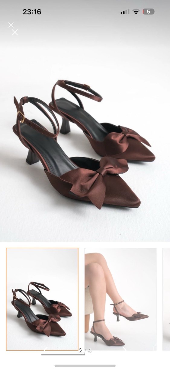 Bak Store Kahverengi Saten Fiyonklu Stiletto - Görsel 2