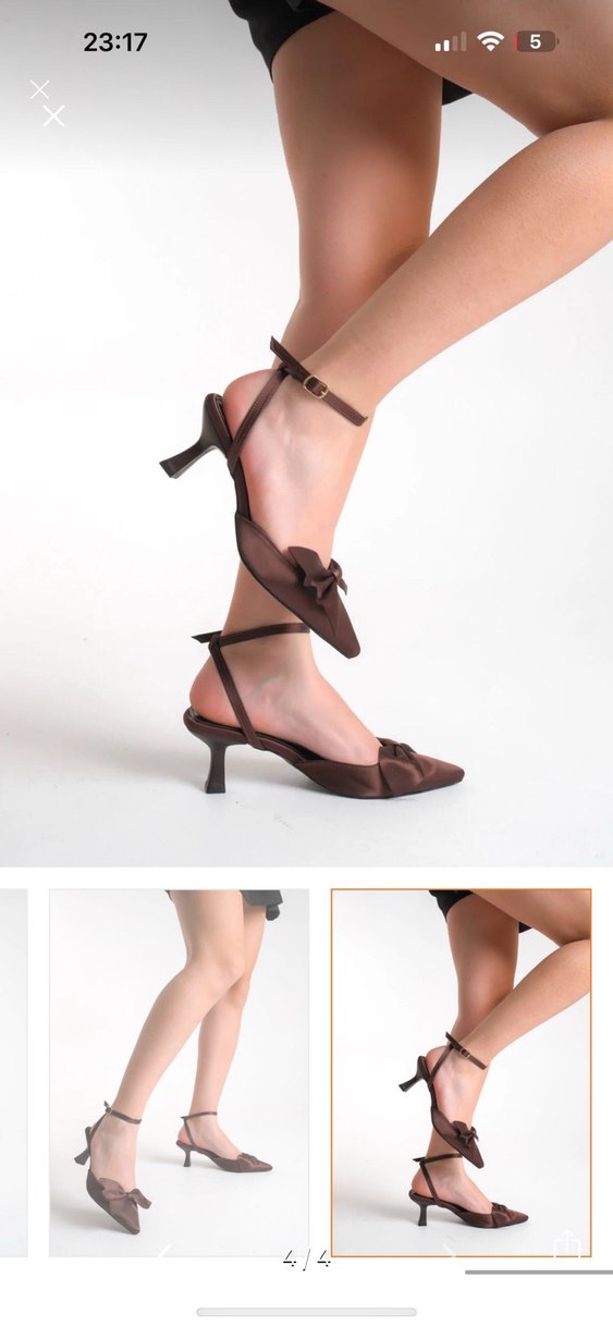 Bak Store Kahverengi Saten Fiyonklu Stiletto - Görsel 4