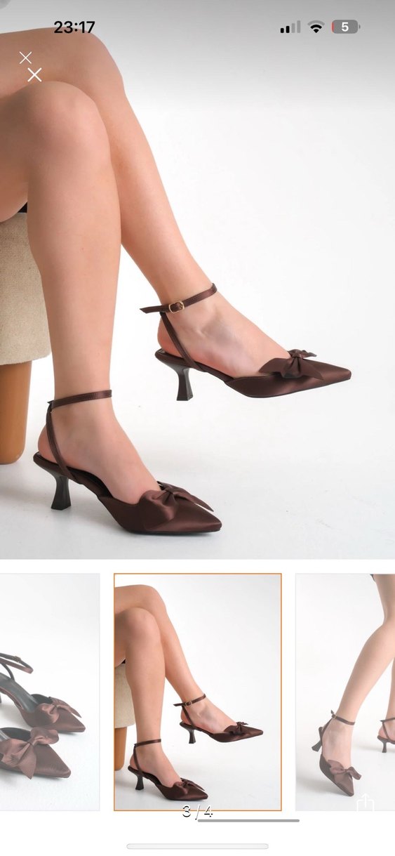 Bak Store Kahverengi Saten Fiyonklu Stiletto - Görsel 3