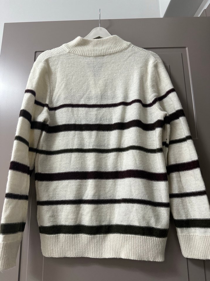 Erkek Yüksek Yaka Çizgili Triko Kazak - Görsel 3