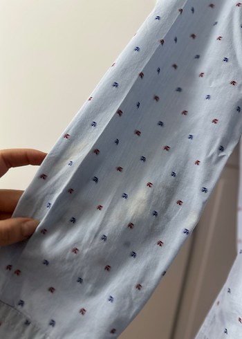 Mavi Pamuklu Baskılı Erkek Gömlek - Görsel 4