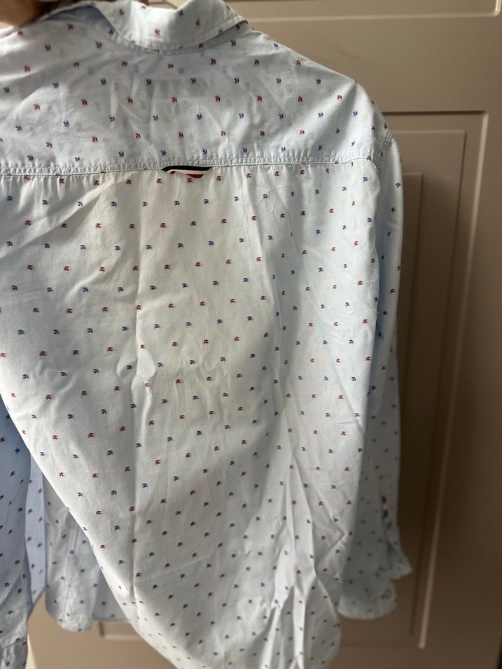 Mavi Pamuklu Baskılı Erkek Gömlek - Görsel 5