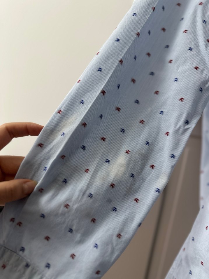 Mavi Pamuklu Baskılı Erkek Gömlek - Görsel 4