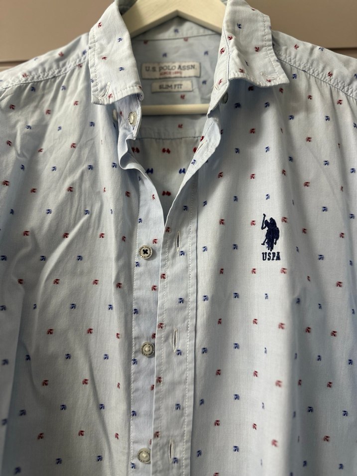 Mavi Pamuklu Baskılı Erkek Gömlek - Görsel 2