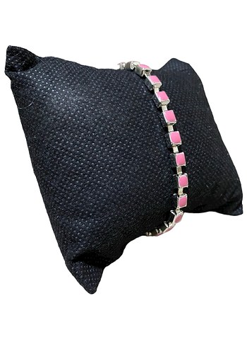 Renkli Zincir Detaylı Pembe Punk Bileklik - Görsel 5