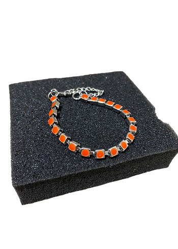 Turuncu Renkli Zincir Detaylı Kadın Bileklik - Görsel 2