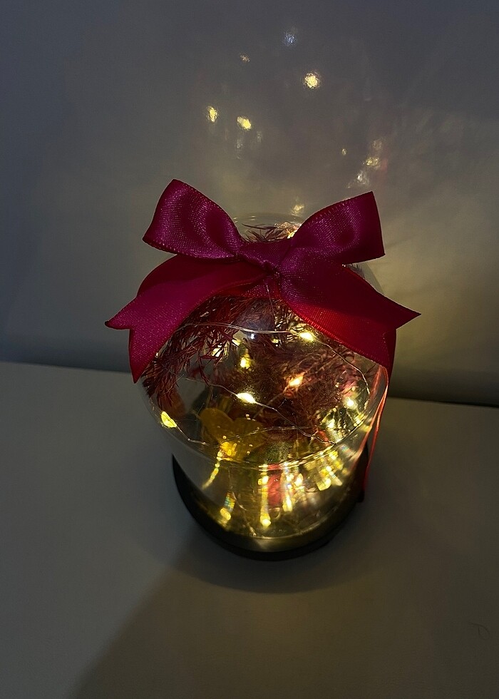 Led Işıklı Cam Fanus-Dekoratif Mika Cam Fanus - Görsel 3