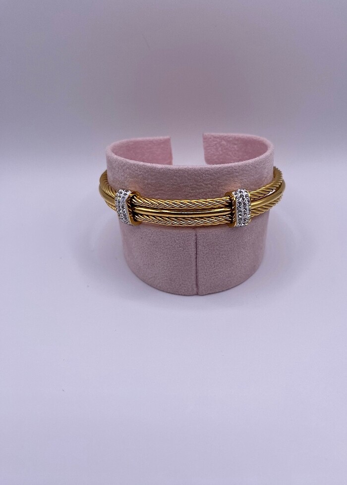 Zirkon Taşlı Çelik Kelepçe - Görsel 2