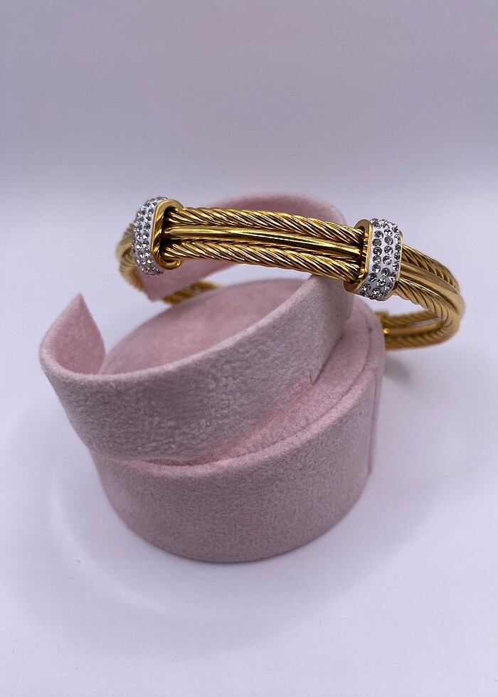 Zirkon Taşlı Çelik Kelepçe - Görsel 3