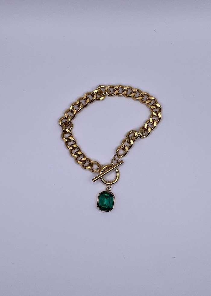 Yeşil Taşlı Çelik Bileklik - Görsel 3