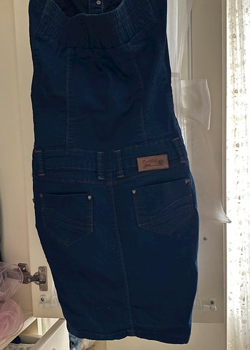 Düğmeli Mavi mini strablez elbıse s beden - Görsel 4