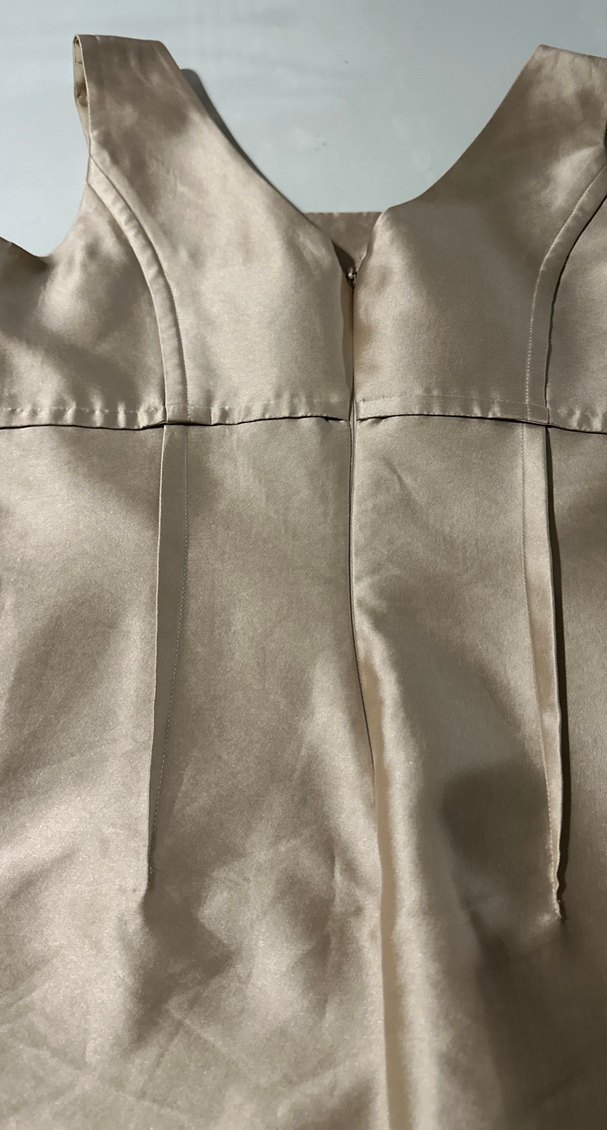 V Yaka Bej Midi Kokteyl Elbisesi - Görsel 4