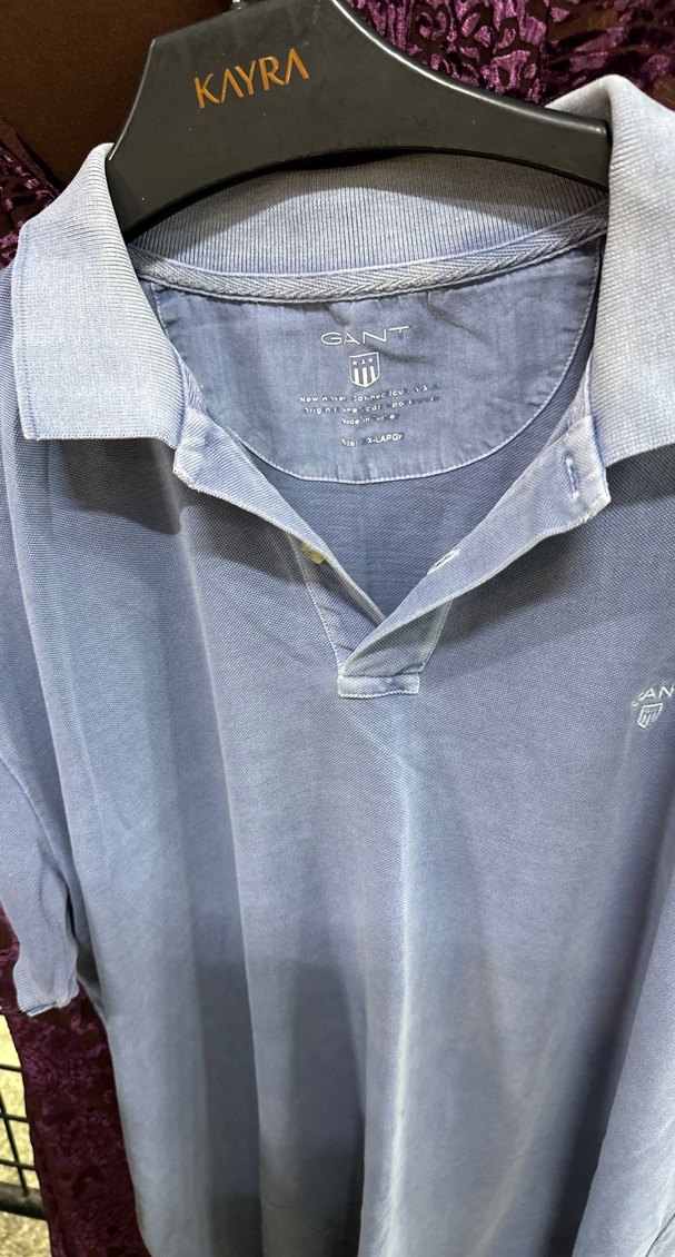GANT Gri Denim Kısa Kollu Polo Tişört - Görsel 3