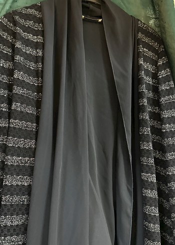 Lacivert Drapeli şal yaka şifon hırka - Görsel 3