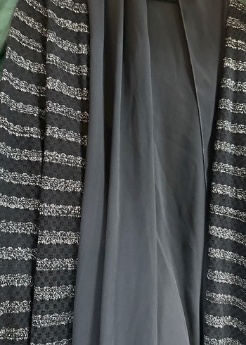 Lacivert Drapeli şal yaka şifon hırka - Görsel 2