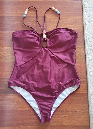 xl Beden Bordo Taşlı Mayo