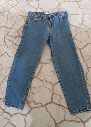 Gri Mavi Loose Fit Kadın Denim Pantolon