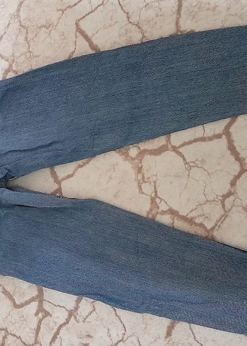 31 Beden Gri Mavi Loose Fit Kadın Denim Pantolon