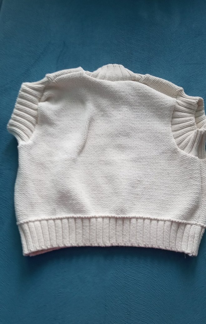 Beyaz Kolsuz Örgü crop süeter - Görsel 4