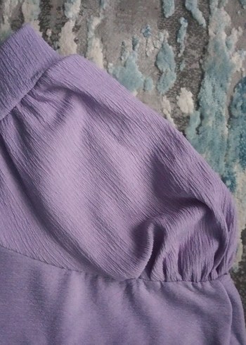 Mor Kısa Kollu Kadın Bluz 38 bedene uyumlu - Görsel 4