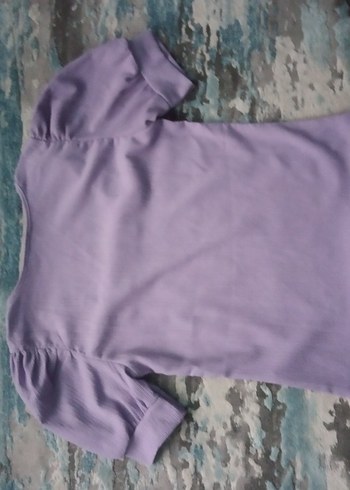 Mor Kısa Kollu Kadın Bluz 38 bedene uyumlu - Görsel 5