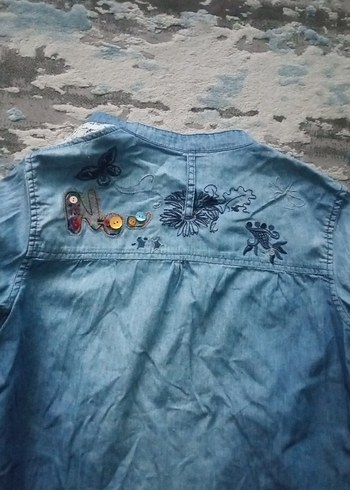 Nakışlı Düğmeli Kadın Kot Ceket - Görsel 6