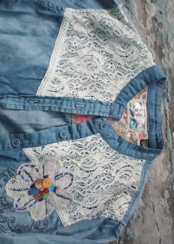 Nakışlı Düğmeli Kadın Kot Ceket - Görsel 2