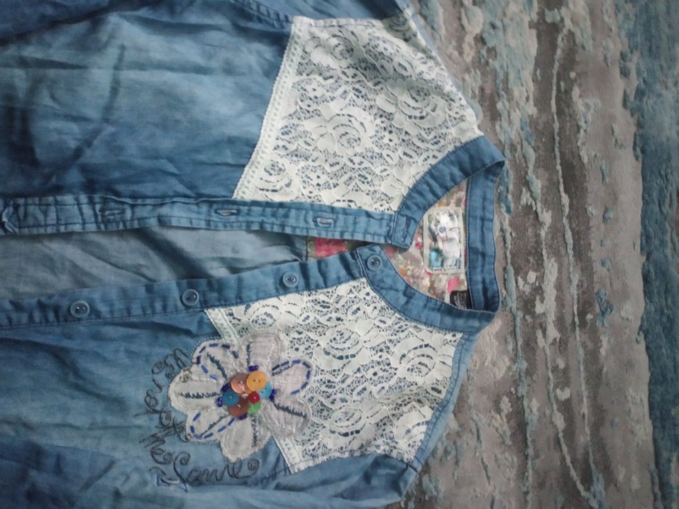 Nakışlı Düğmeli Kadın Kot Ceket - Görsel 2