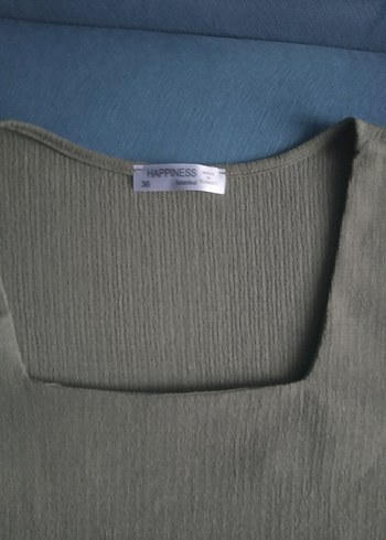 Kare Yaka haki renk bluz - Görsel 4