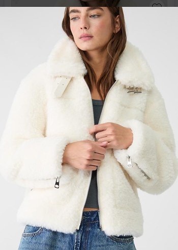 stradivarius beyqz peluş kürk - Görsel 6