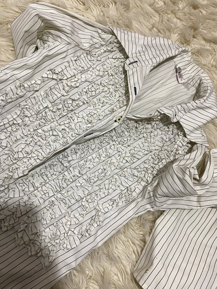 Fırfırlı Nakışlı Keten Gömlek - Görsel 3