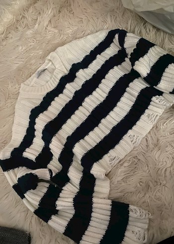 çizgili geniş kazak - Görsel 3