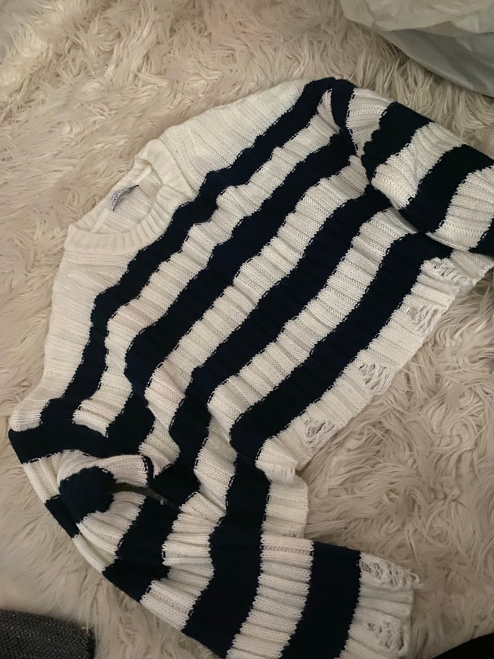 çizgili geniş kazak - Görsel 3