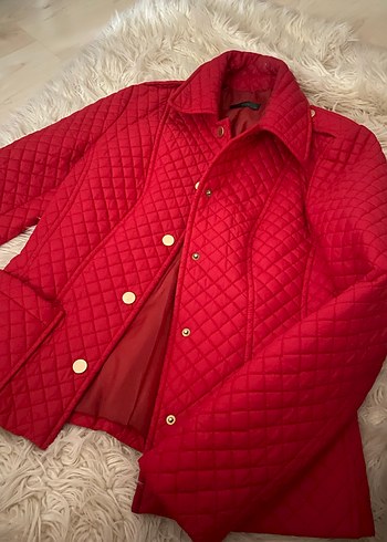 kapitone kırmızı ceket - Görsel 2