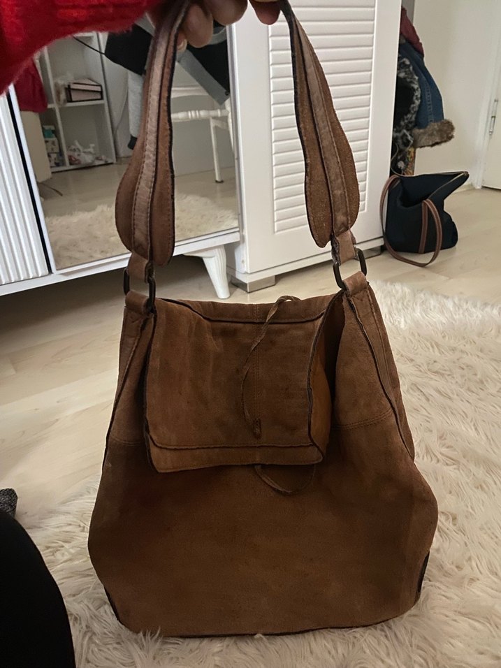 Kahverengi Süet Çanta - Görsel 2