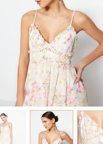 Çiçek Desenli Uzun Bohem Elbise - Görsel 3