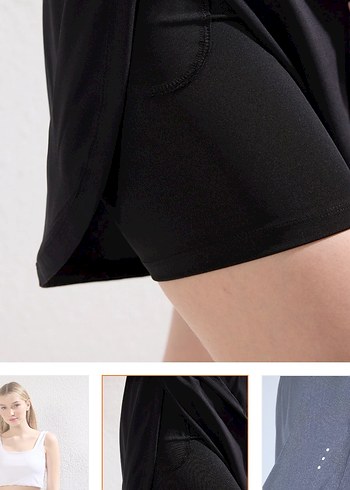 Siyah Rahat Kesim Mini Şort - Görsel 2