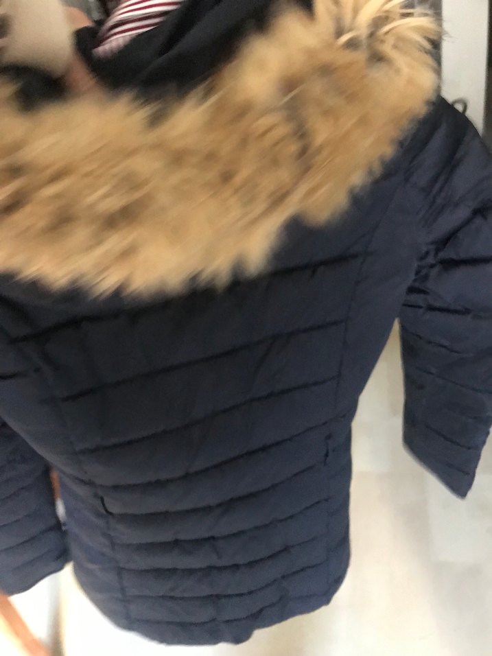 Kürklü Kapüşonlu Lacivert Kadın Kışlık Mont - Görsel 3