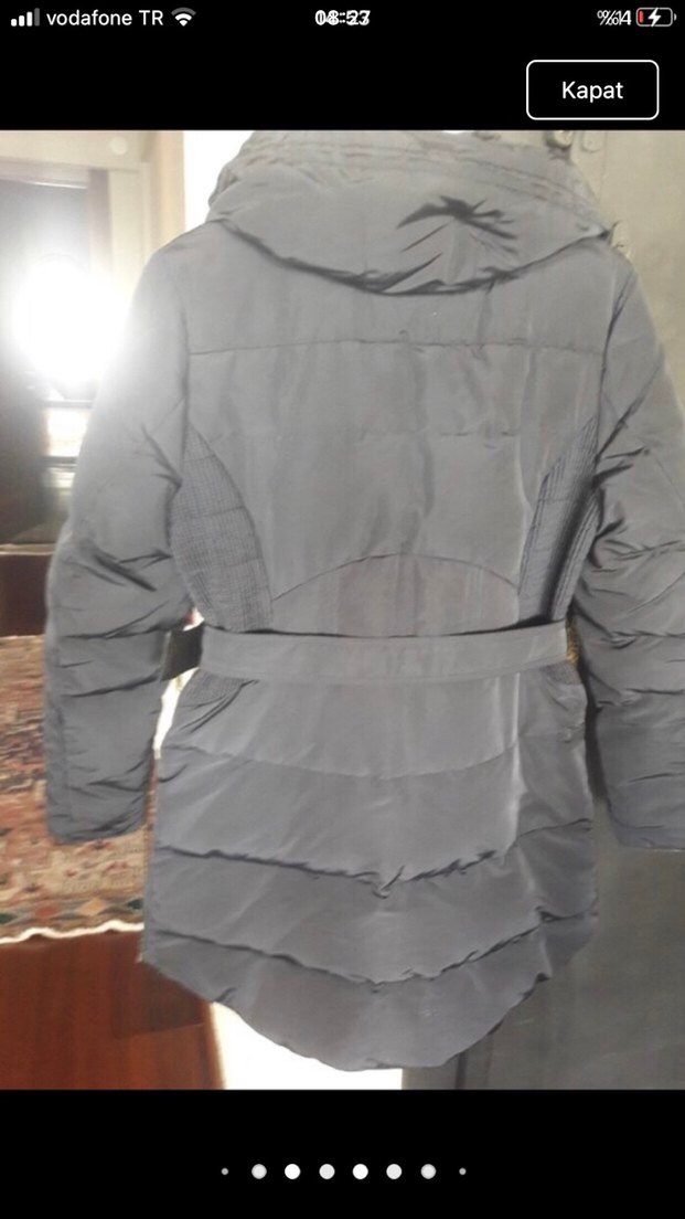 Siyah Kemerli Kadın Kışlık Mont - Görsel 4