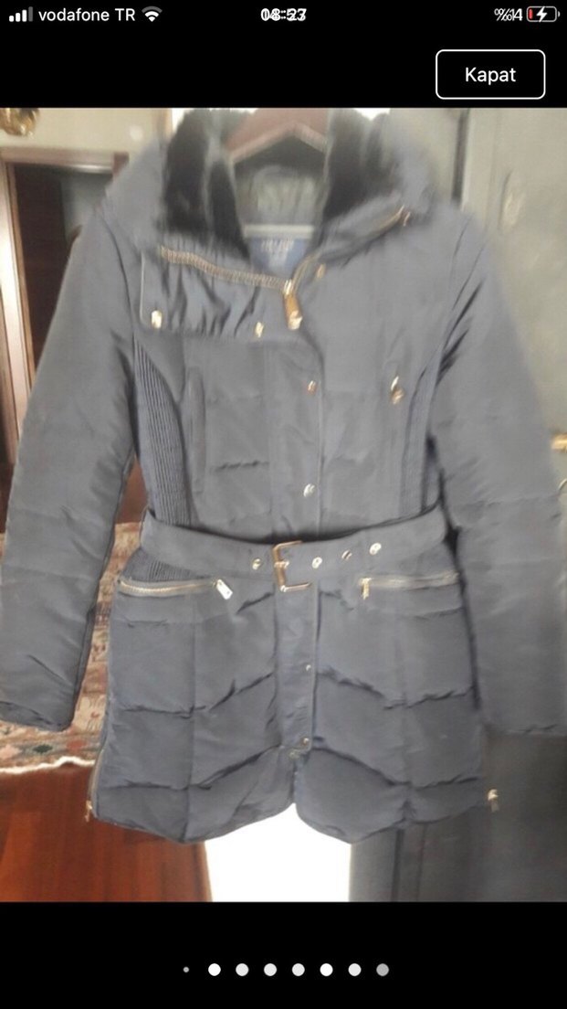 Siyah Kemerli Kadın Kışlık Mont - Görsel 3