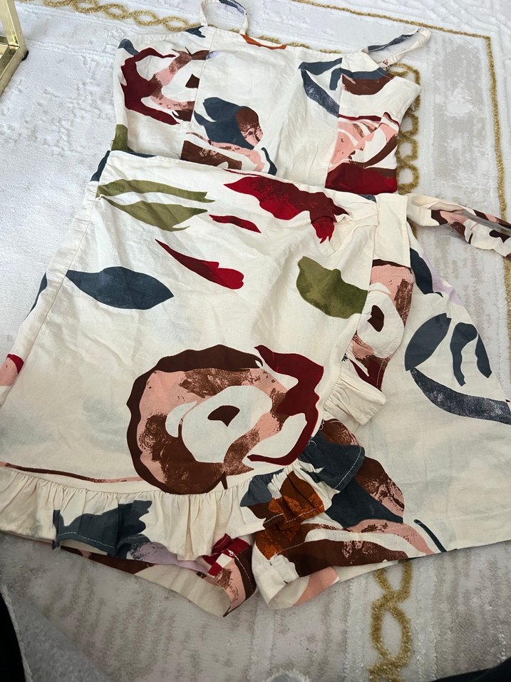 Bohem askılı Şort Tulum - Görsel 3