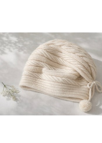 Örgü Kadın Bere - Ekru, Bohem Stil - Görsel 2