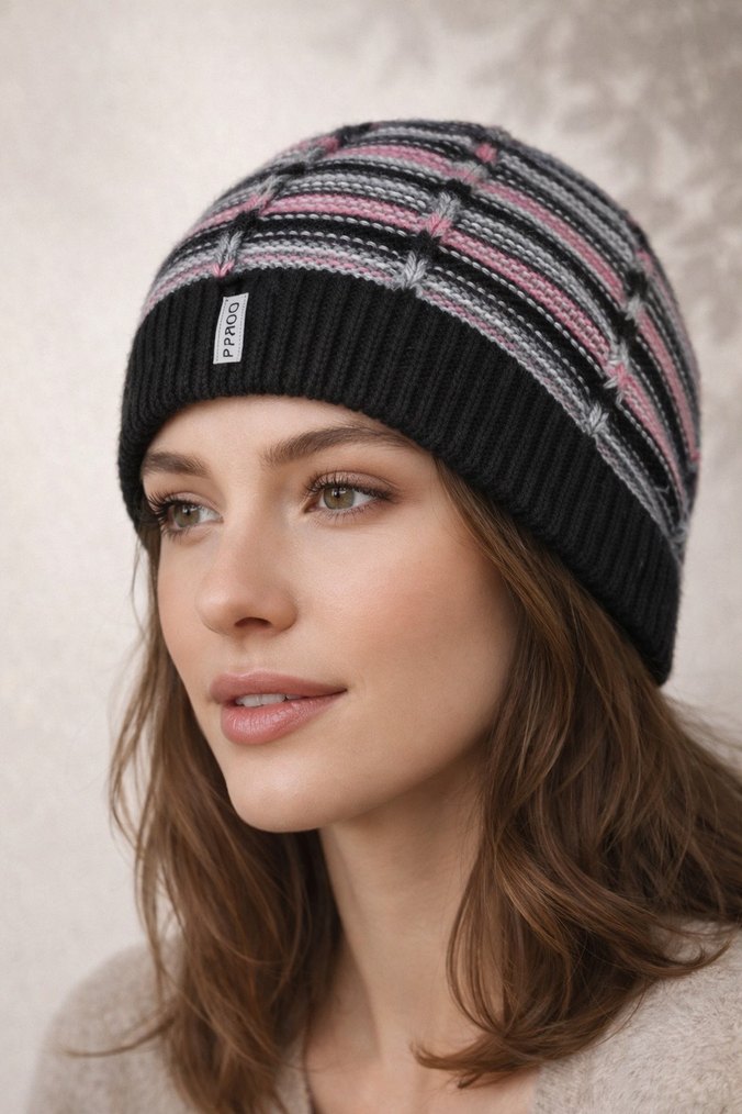 Renkli Örgü Yün Bere - Görsel 2