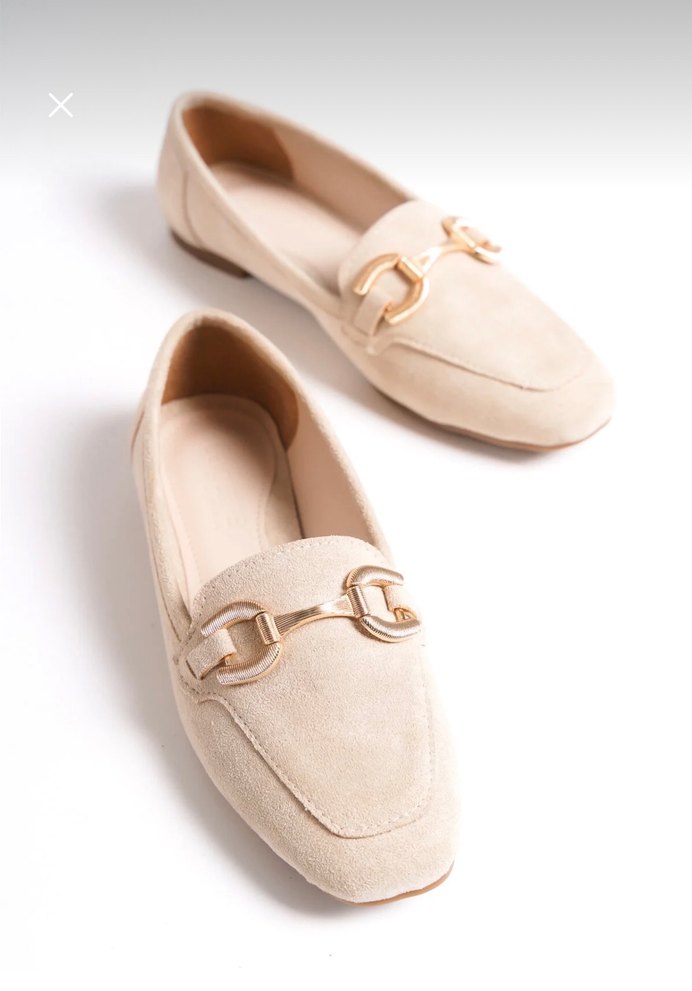 Bej Tokalı Süet Kadın Loafer - Görsel 5