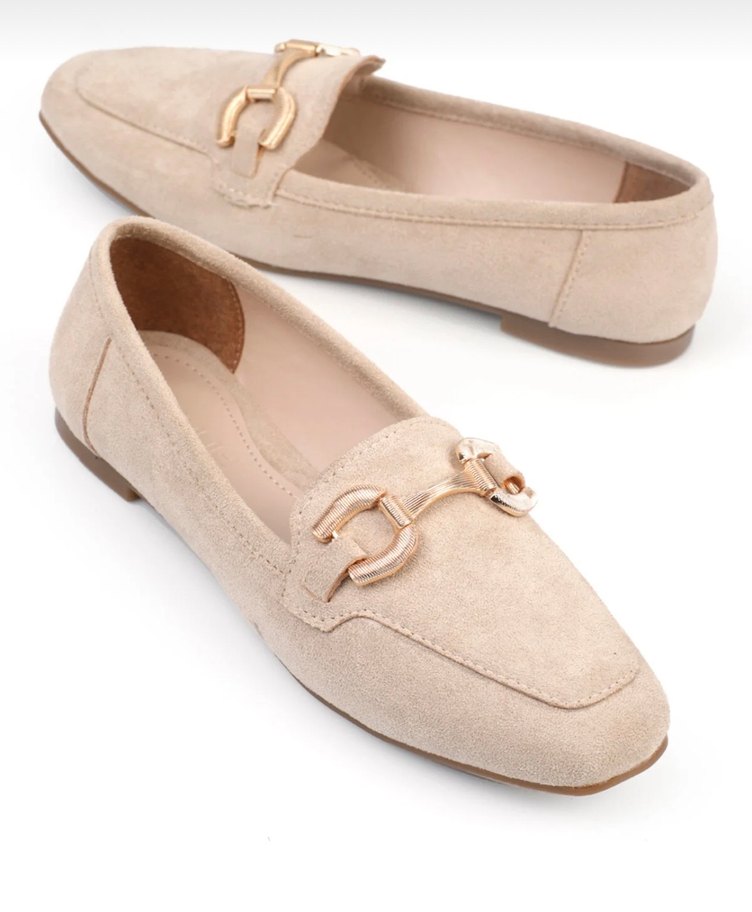 Bej Tokalı Süet Kadın Loafer - Görsel 2